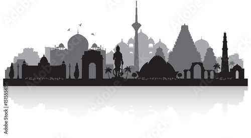 Delhi India city skyline silhouette