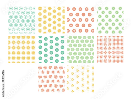 Vector image of floral patterns against white background