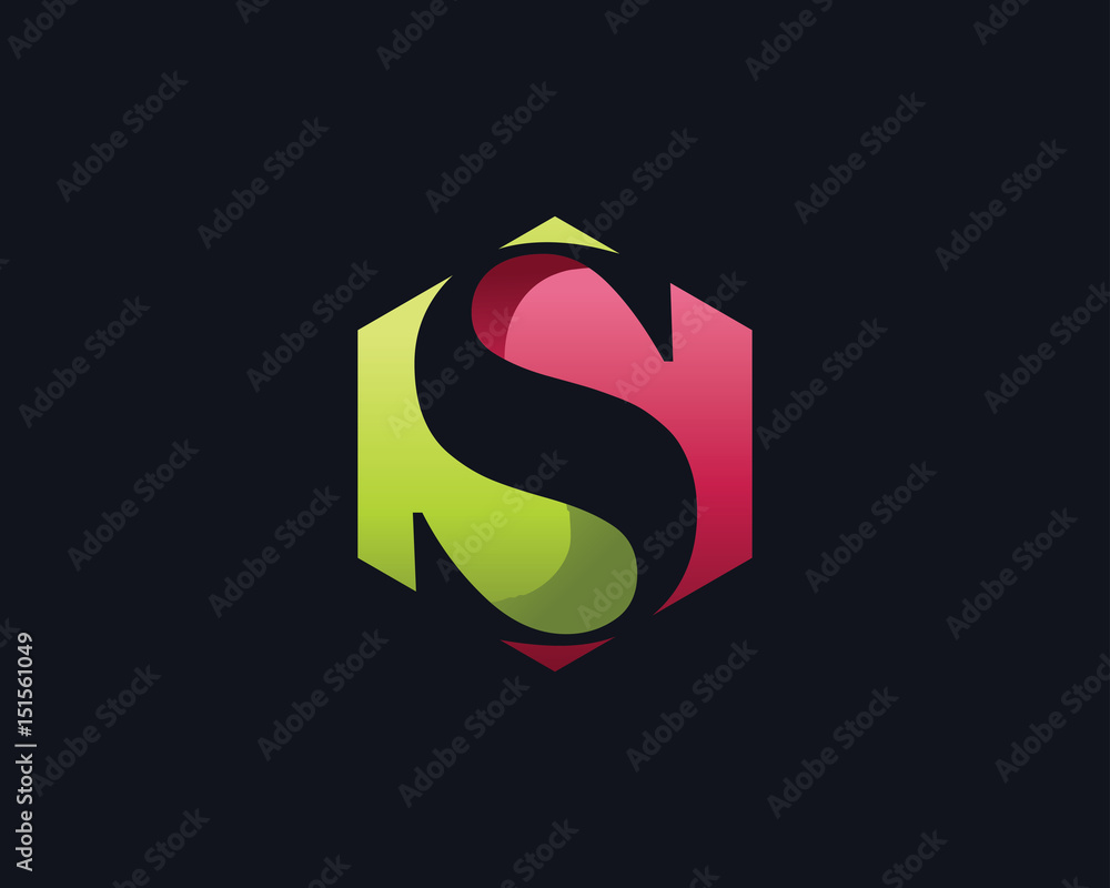 Fototapeta premium Modern Elegant Negative Space S Letter Alphabet Logo