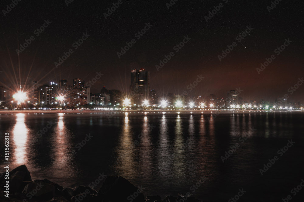 Coastal city at night