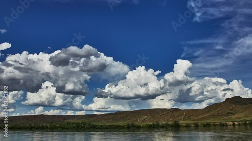 Time lapse video of cloudly weather of Ili river near Almaty, Kazakhstan. Summer time photo