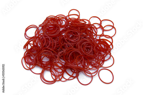 Red small rubber band isolated on white background