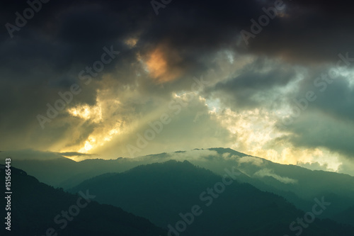 Sunset over Himalayan Mountains , Sikkim, India