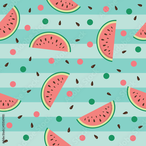 Cute seamless texture with water melons. Vector.