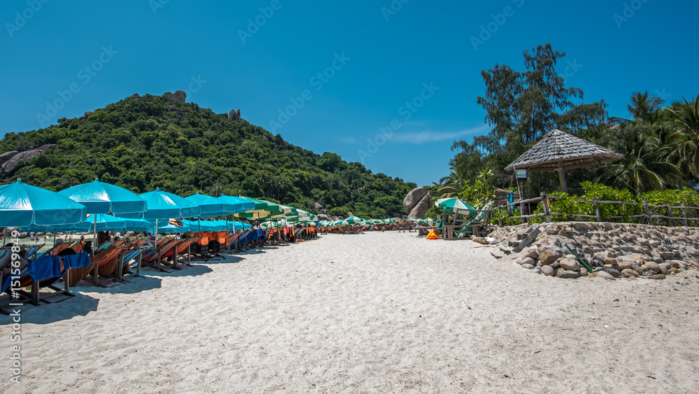 Mountain View, Sea, Sand Beach, Sun, Natural Scenery And Bright Sky.