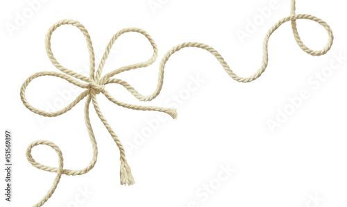 White wavy rope and bow in a corner arrangement