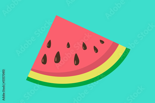 Silice of watermelon on blue background. Vector.