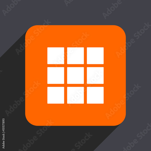 Thumbnails grid orange flat design web icon isolated on gray background