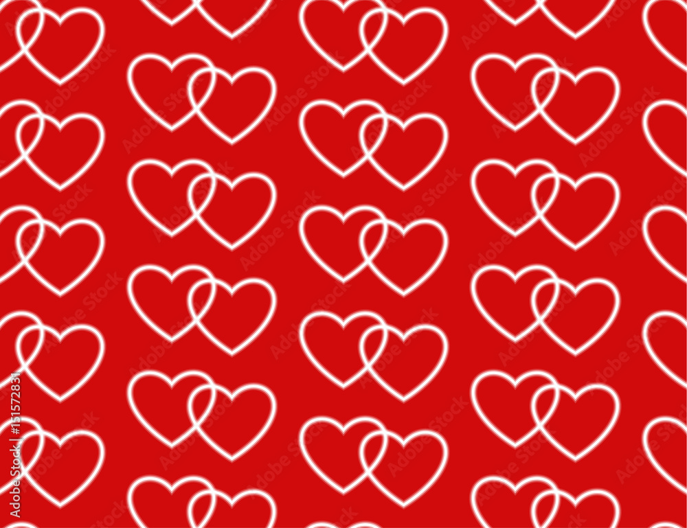 Cute seamless background with hearts. Vector illustration.