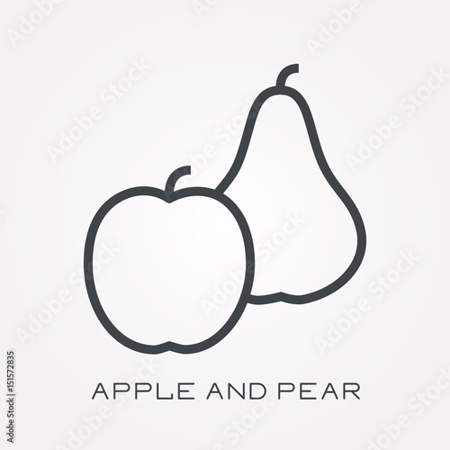 Line icon apple and pear