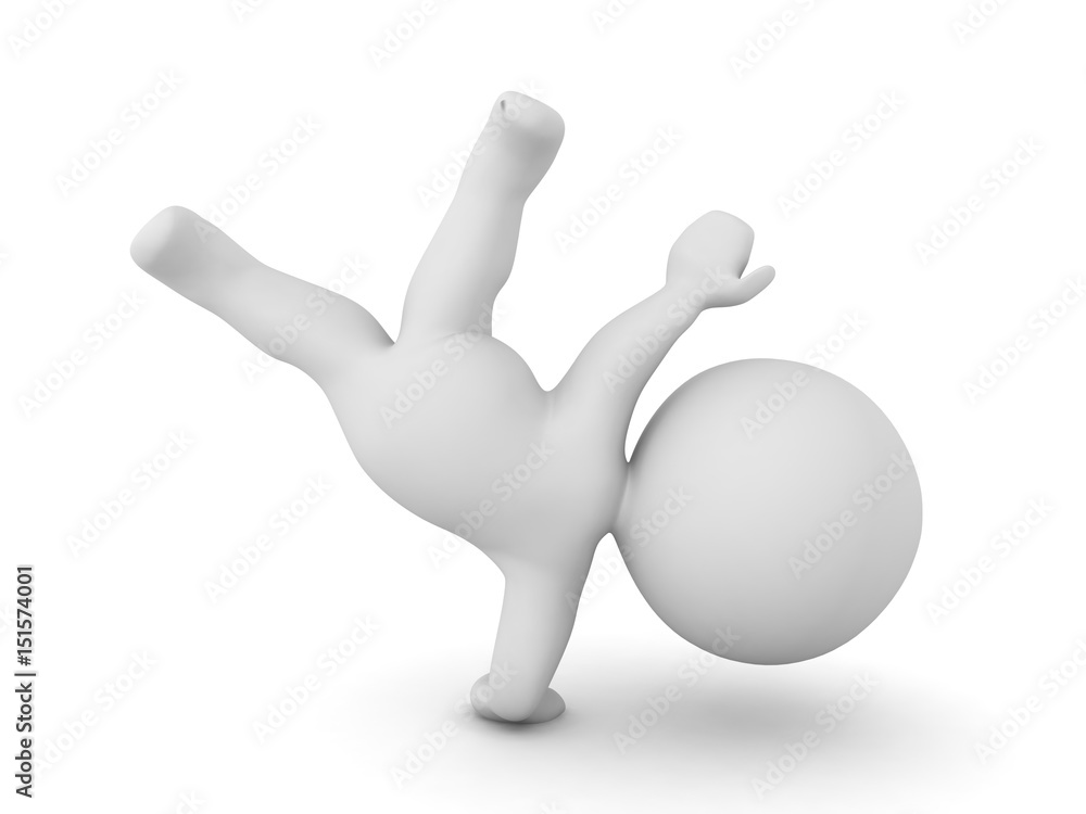 3D Character making a one handed breakdancing pose 3D Character making a one handed breakdancing pose