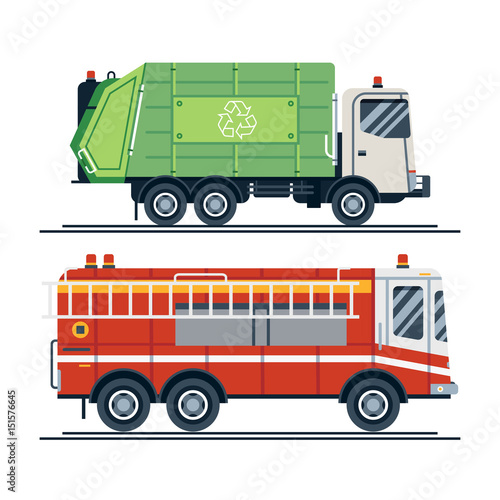 Cool vector urban sanitary vehicle