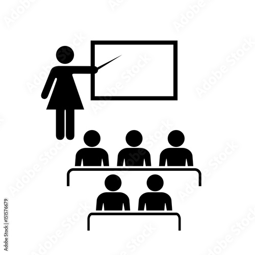 Teacher and audience vector icon