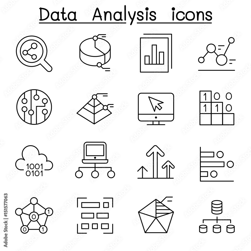 Database , Data & Graph icon set in thin line style Stock Vector ...