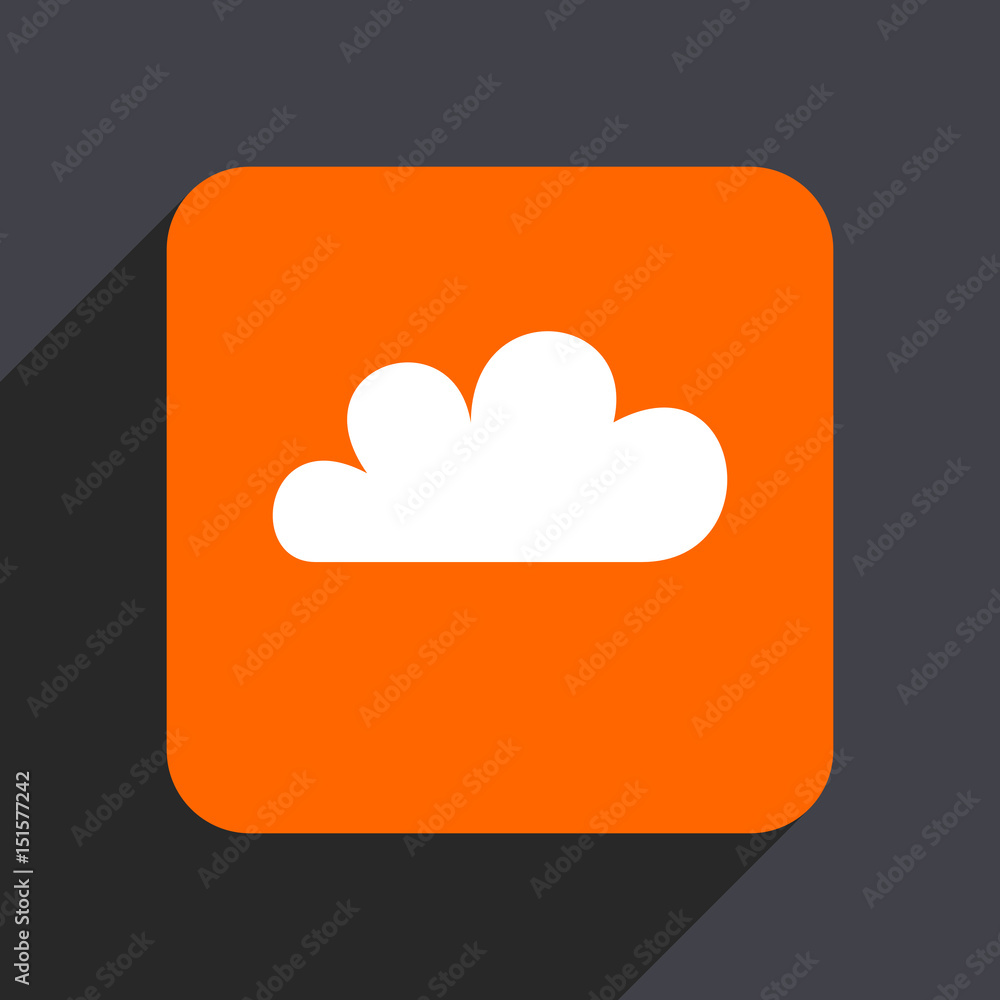 Cloud orange flat design web icon isolated on gray background Cloud orange flat design web icon isolated on gray background