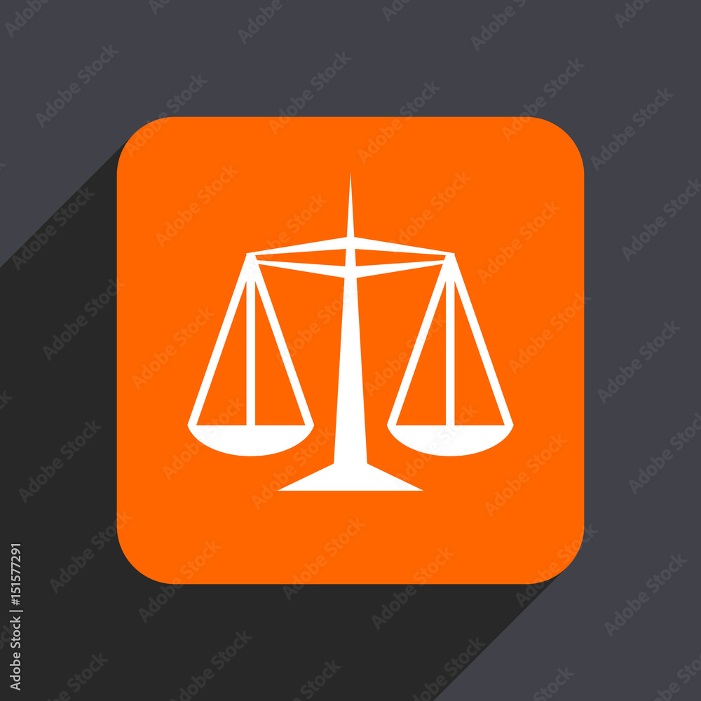 Justice orange flat design web icon isolated on gray background Justice orange flat design web icon isolated on gray background