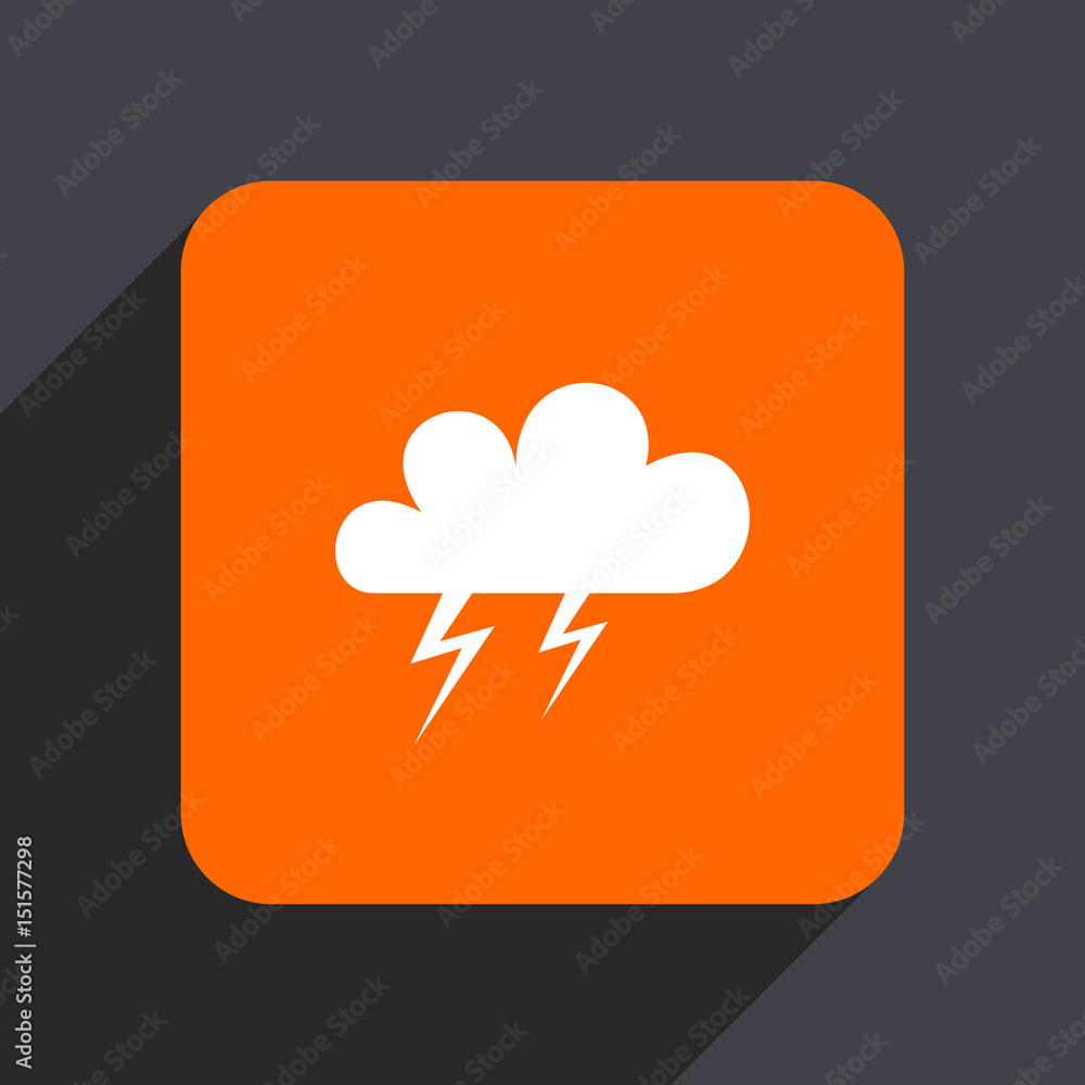 Storm orange flat design web icon isolated on gray background Storm orange flat design web icon isolated on gray background