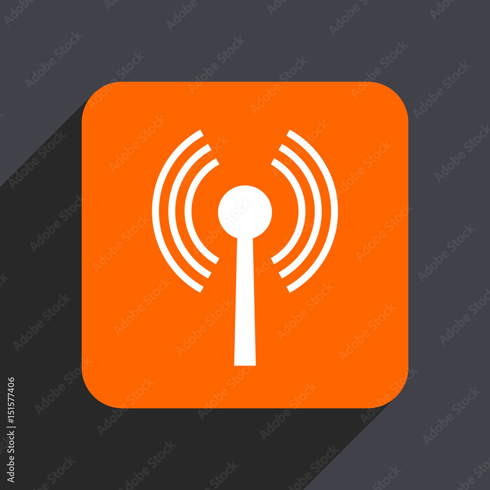 Wifi orange flat design web icon isolated on gray background Wifi orange flat design web icon isolated on gray background