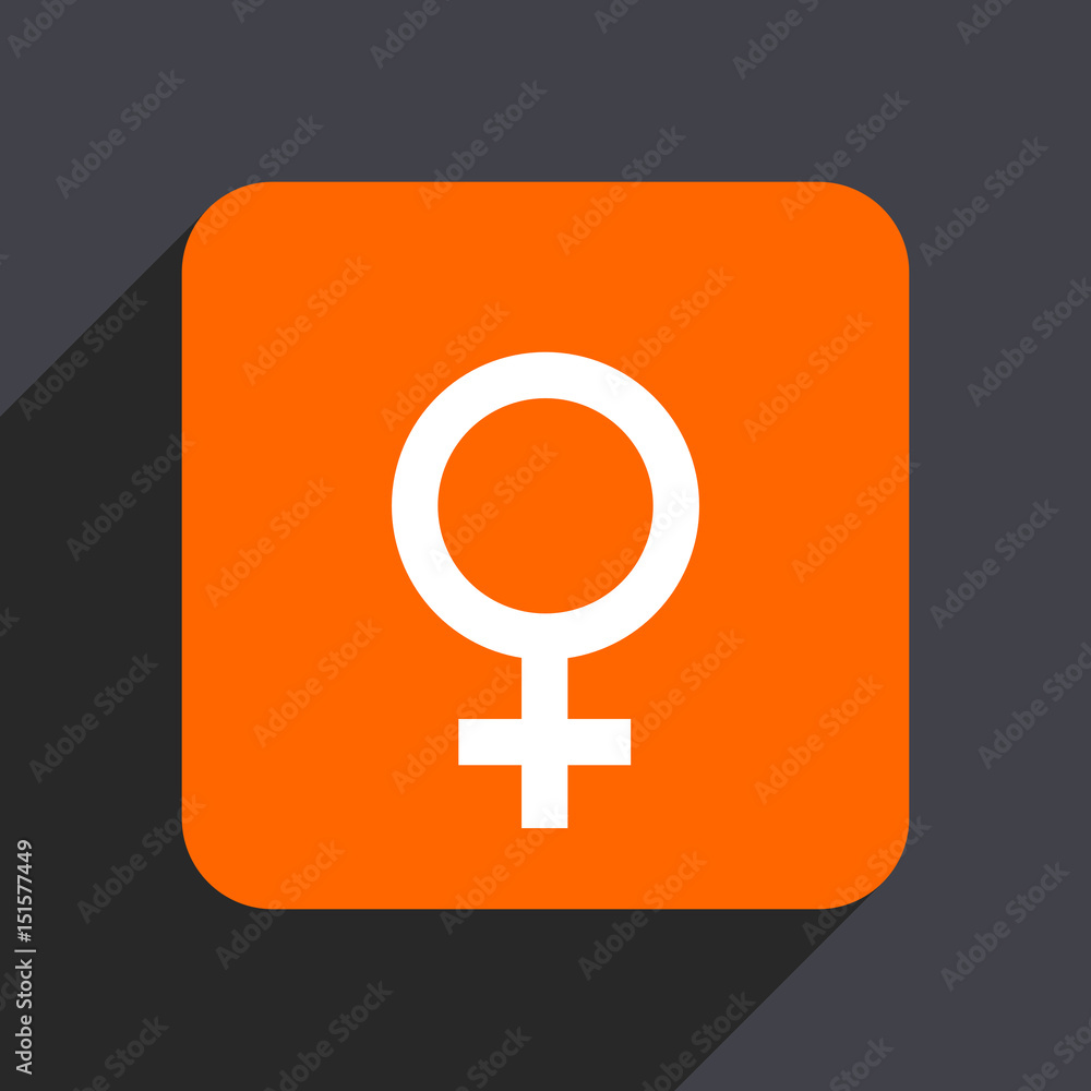 Female orange flat design web icon isolated on gray background Female orange flat design web icon isolated on gray background