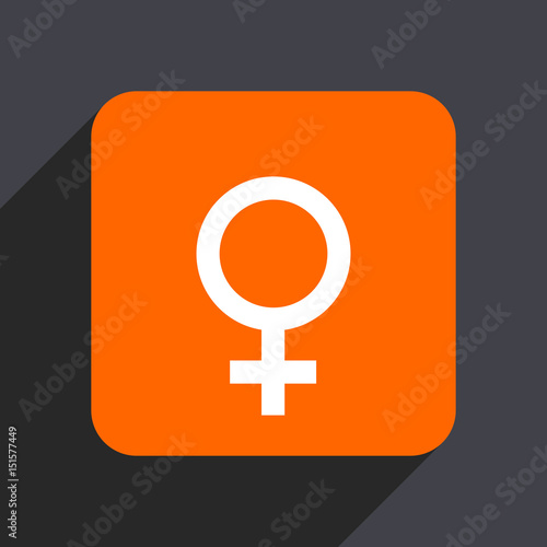 Female orange flat design web icon isolated on gray background