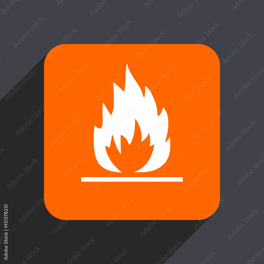Flame orange flat design web icon isolated on gray background Flame orange flat design web icon isolated on gray background