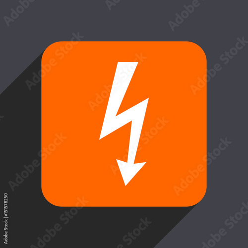 Free Download Bolt orange flat design web icon isolated on gray background - GFXLoad