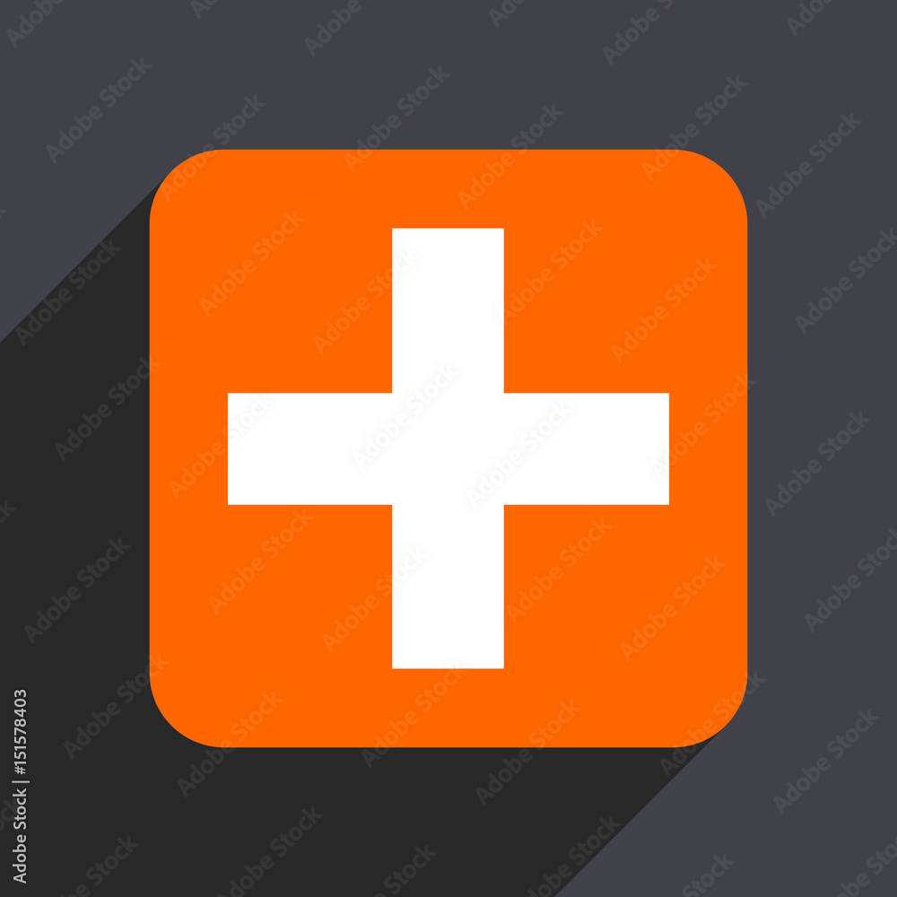 Obraz premium Plus orange flat design web icon isolated on gray background
