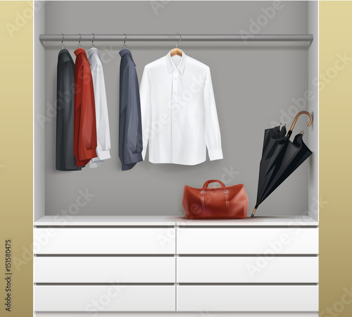 Open white wardrobe