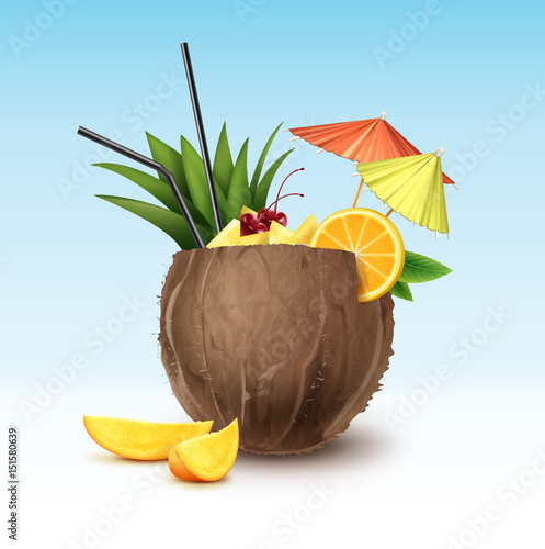 Vector Coconut cocktail