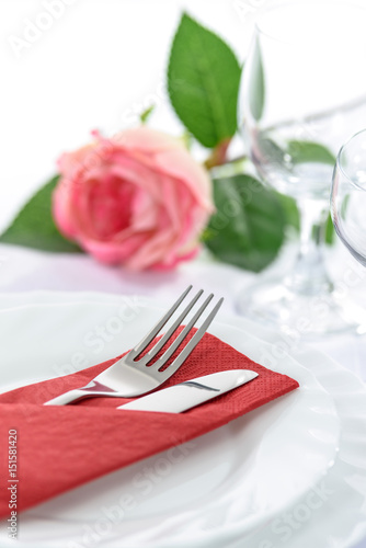 Table setting for a romantic dinner