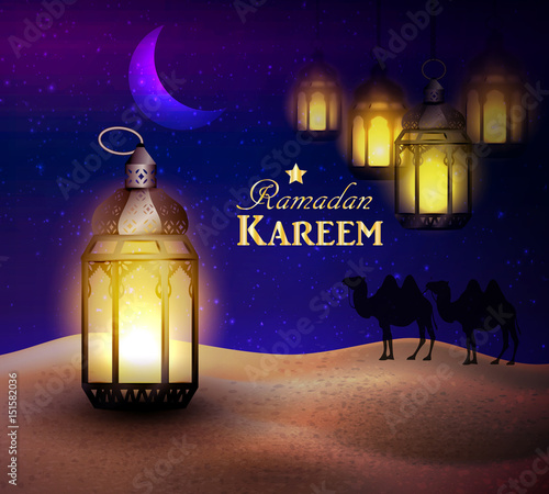 lanterns stands in the desert at night sky
