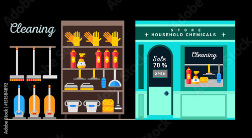Flat illustration rack of home appliances