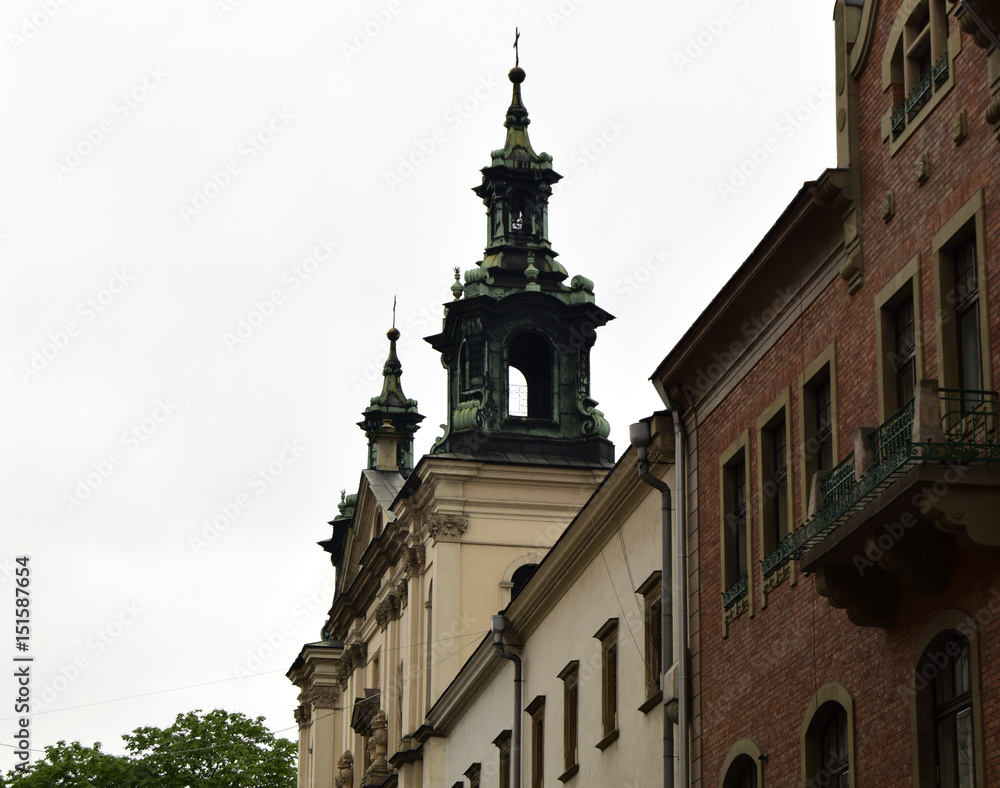 Fragment architecture of the aged city of Krakow, Poland.