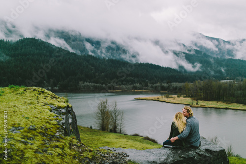 Attractive Young Blond Couple in the Pacific Northwest