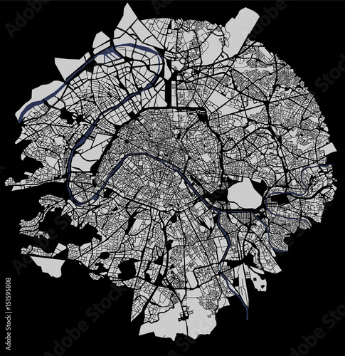 map of the city of Paris, France