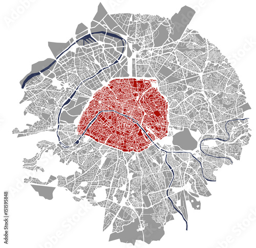 map of the city of Paris, France