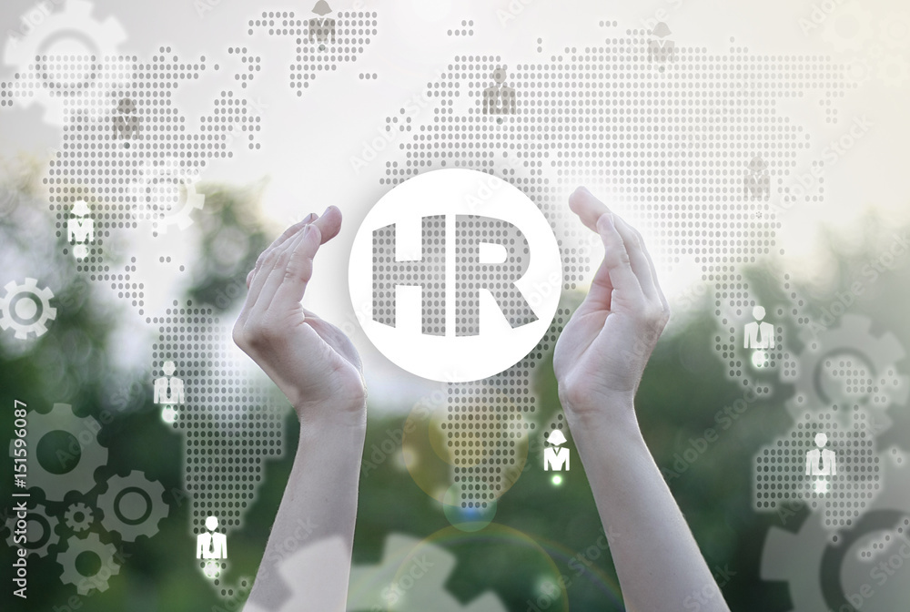 HR business concept Human Resources recruitment technology Hands
