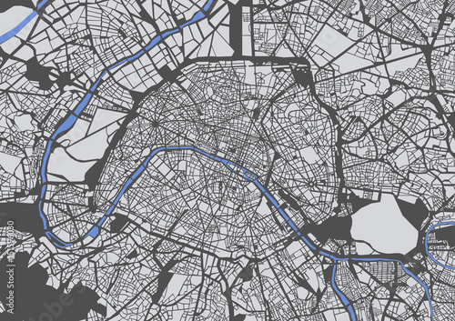 map of the city of Paris, France