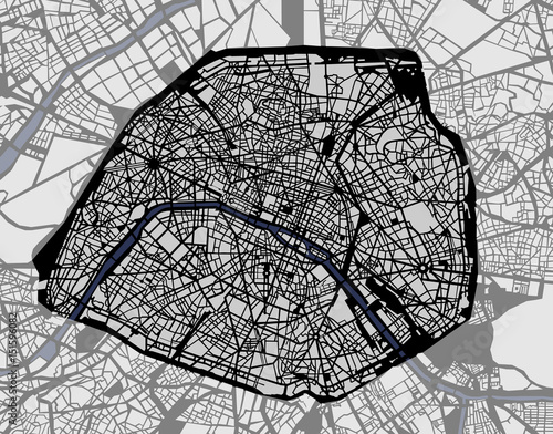 map of the city of Paris, France