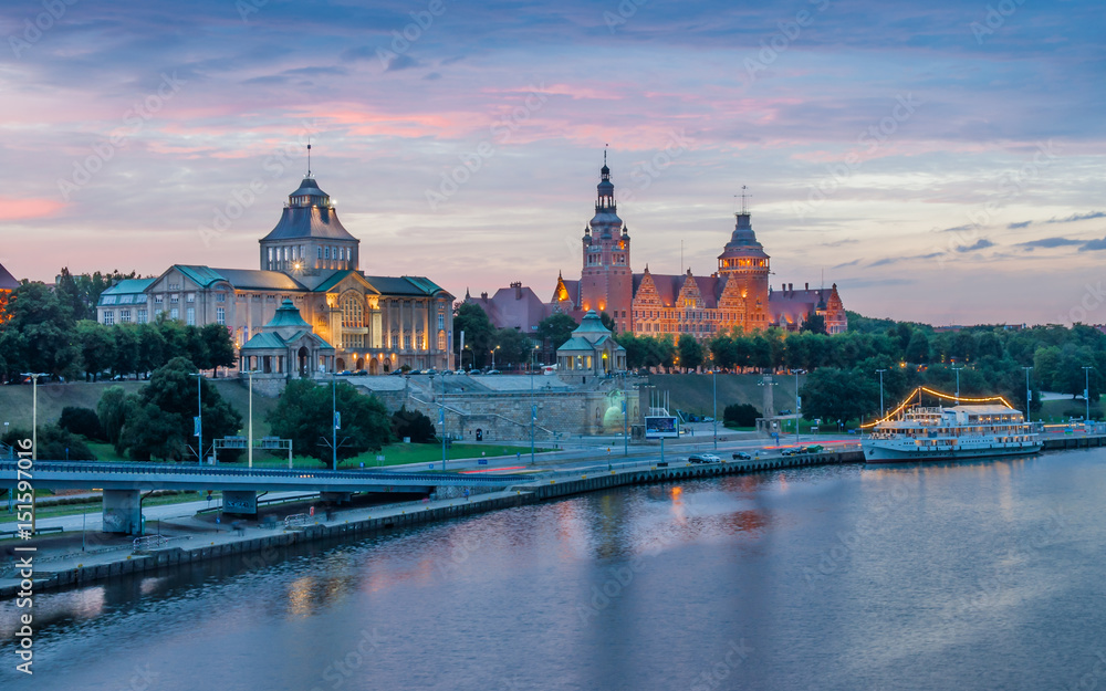 Fototapeta premium Stettin – Haken-Terrassen (Wały Chrobrego); Polen
