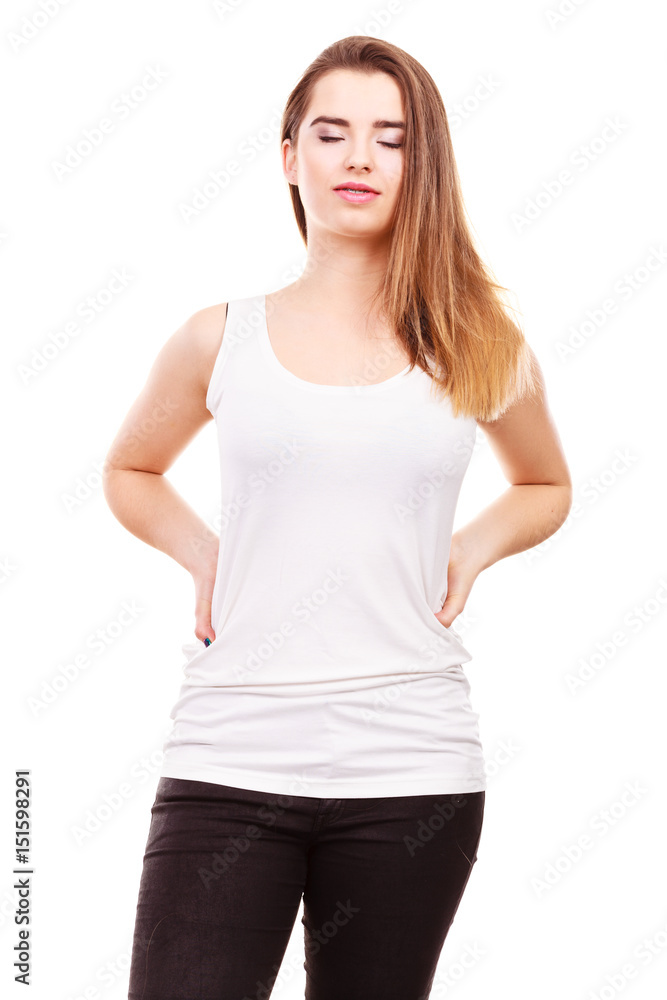 Portrait of young teenager woman with long brown hair Portrait of young teenager woman with long brown hair