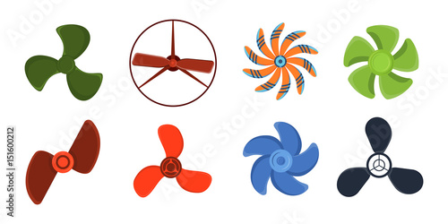 Propeller fan vector wind ventilator equipment air blower cooler rotation technology power circle.