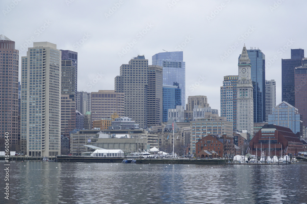 Skyline of the city of Boston - BOSTON , MASSACHUSETTS - APRIL 3, 2017