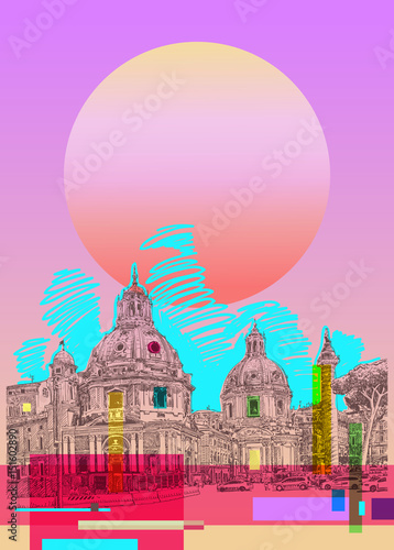 contemporary art poster design of Rome Italy
