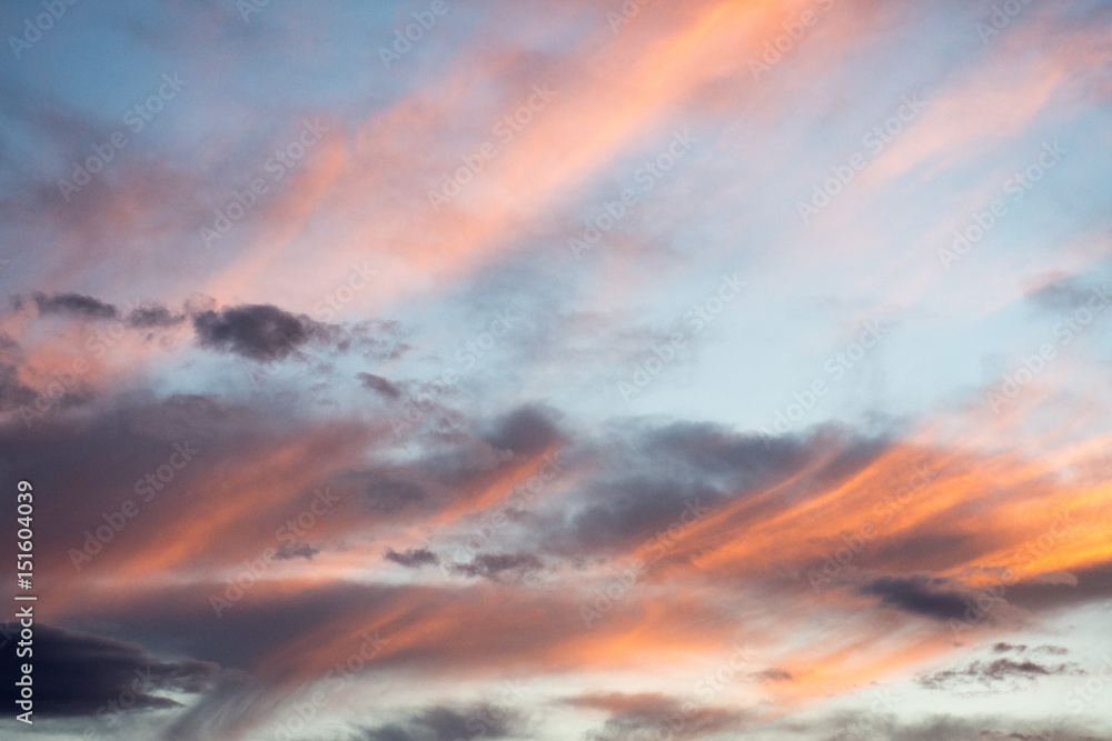 Golden clouds at sunset. South of Spain, Torrevieja