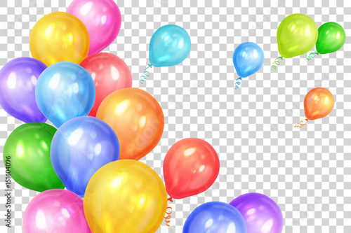 Fotografiet Bunch of colorful helium balloons isolated on transparent background
