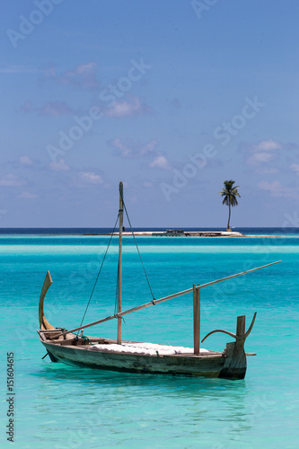 Boat and Island, Maldives