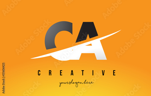 CA C A Letter Modern Logo Design with Yellow Background and Swoosh.