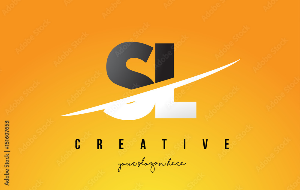 SL S L Letter Modern Logo Design with Yellow Background and Swoosh. SL S L Letter Modern Logo Design with Yellow Background and Swoosh.