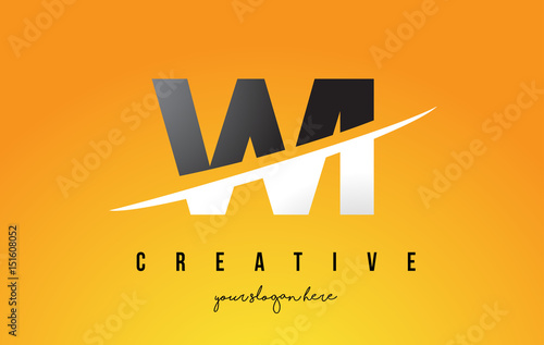 WI W I Letter Modern Logo Design with Yellow Background and Swoosh.